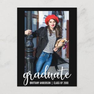 Modern Script Graduation Party Invitation WB Postcard