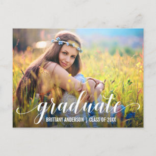 Modern Script Graduation Party Photo Invitation W