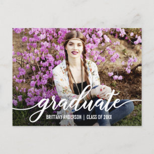 Modern Script Graduation Party Photo Invitation Wt