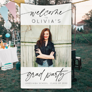 Modern Script Graduation Party Photo Welcome Banner