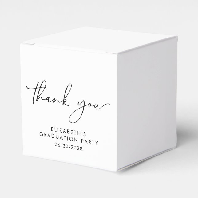 Modern Script Graduation Party Thank You Favour Box (Front Side)