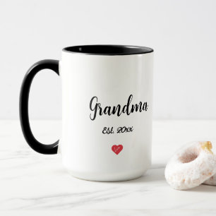 Modern Script Grandma Year Est Heart 2 Toned Mug