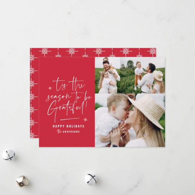 Modern script grateful photo holiday (Front/Back In Situ)