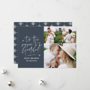 Modern script grateful photo holiday card