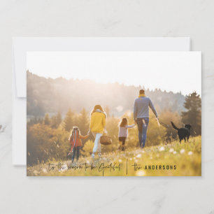 Modern script grateful photo holiday card