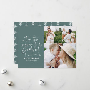 Modern script grateful photo holiday card