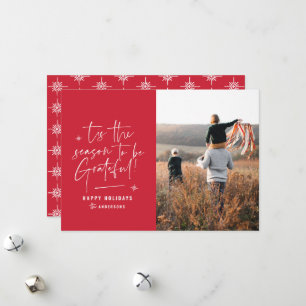 Modern script grateful photo holiday card