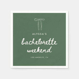 Modern Script Green Coquette Bachelorette Weekend Napkin