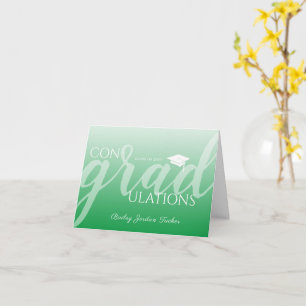 Modern Script Green Graduation Congratulations Card