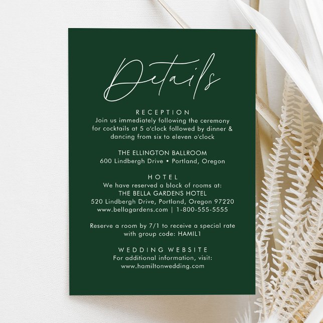 Modern Script Green Wedding Details Enclosure Card (Creator Uploaded)