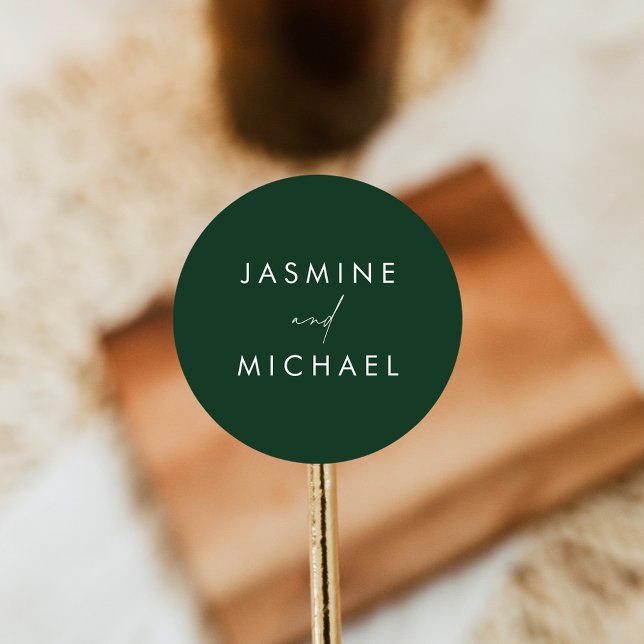 Modern Script Green Wedding Envelope Seals (Creator Uploaded)