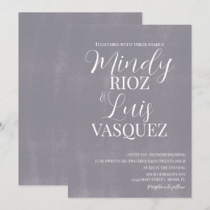 Modern Script Grey Washed Stone Rustic Wedding Invitation