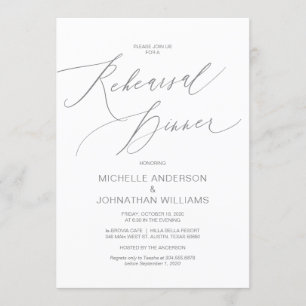 Modern Script, Grey, Wedding Rehearsal Dinner Invitation