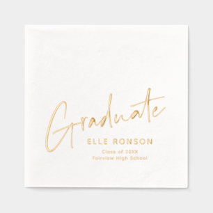 Modern Script Hand Lettered Graduation Foil Napkins