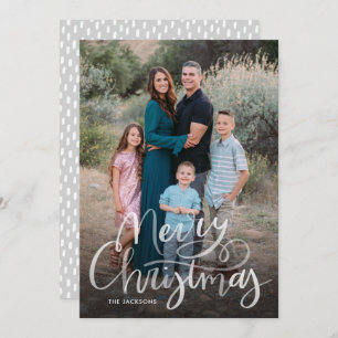 Modern Script Hand Lettered Merry Christmas Holiday Card