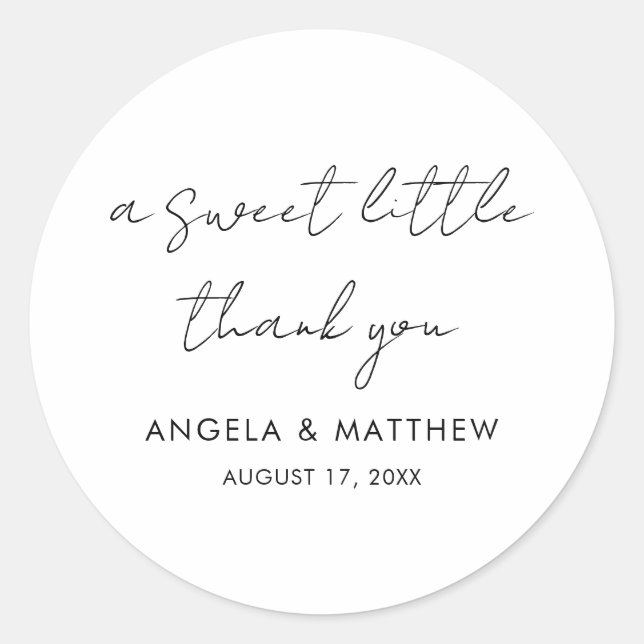 Modern Script Hand-Lettered Wedding Thank You Classic Round Sticker (Front)