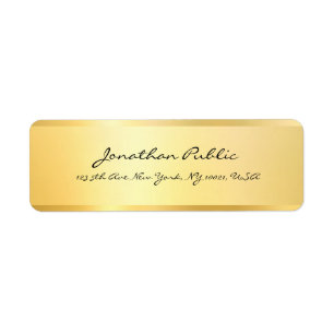 Modern Script Handwriting Faux Gold Elegant Return Address Label