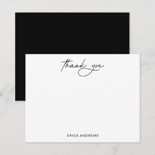 Modern Script Handwritten Thank You Flat Card