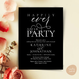 Modern Script Happily Ever After Party Elopement Invitation
