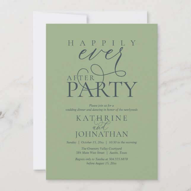 Modern Script Happily Ever After Party Elopement Invitation (Front)