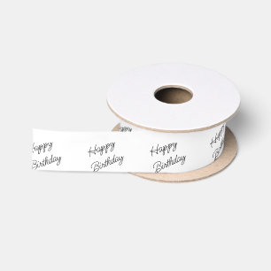 Modern Script Happy Birthday Gift Wrapping Satin Ribbon