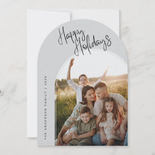 Modern Script Happy Holidays Add 2 Photo Ho Holiday Card