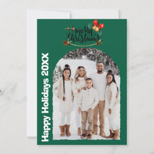 Modern Script Happy Holidays Arch 2 Photo Holiday  Invitation