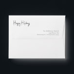 Modern Script Happy Holidays Card Envelope<br><div class="desc">This modern script happy holidays card envelope is perfect for your minimalist shabby chic boho black and white holiday greeting. The minimal whimsical handwritten calligraphy is delicate and rustic while staying classy and elegant. The design reflects a simple all-white winter day and evokes memories of a more simplistic life. You...</div>
