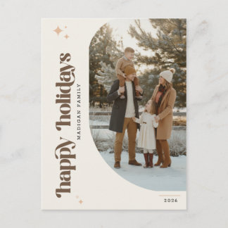 Modern Script Happy Holidays Photo Christmas Holiday Postcard