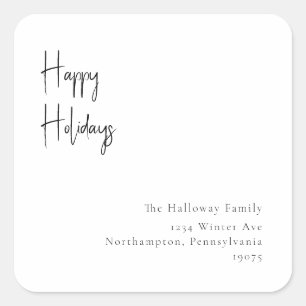 Modern Script Happy Holidays Square Envelope Seal