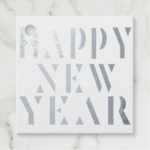 modern script happy new year foil favour tags