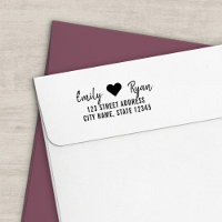 Modern Script Heart Couple Return Address