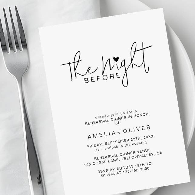 Modern Script Heart | Wedding Rehearsal Dinner Invitation (Creator Uploaded)