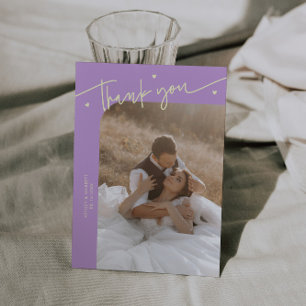 Modern Script Heart Wisteria Wedding  Thank You Card