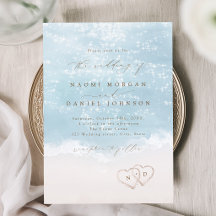 Modern Script Hearts In The Sand Beach Wedding