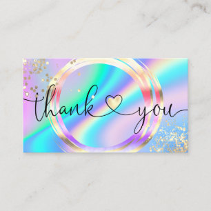 modern script holographic thank you for your order business card