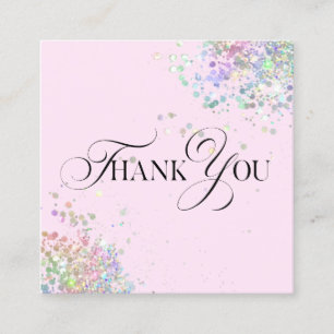 modern script holographic thank you for your order square business card