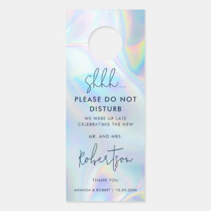 Modern Script Holographic Wedding Party Door Hanger