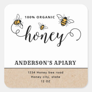 Modern script Honey bee apiary Square Sticker
