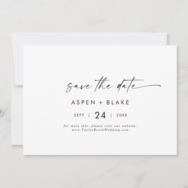 Modern Script Horizontal Save The Date (Front)