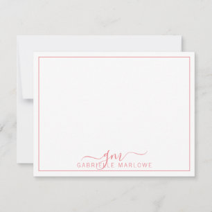 Modern Script Hot Pink Monogram Initials  Card