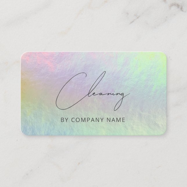Modern Script House Cleaning Service Business Card (Front)