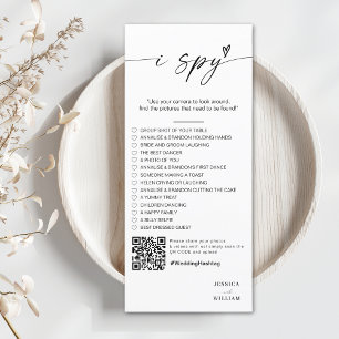 Modern Script I spy wedding game Reception Photo  Menu