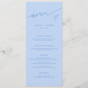 Modern Script Icy Blue Wedding Menu