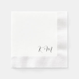 Modern Script Initials B/W Wedding Coined Napkin