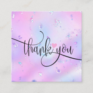 modern script iridescent thank you for your order  square business card