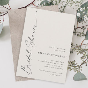 Modern Script Ivory Boho Bridal Shower Invitation