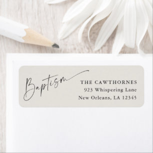 Modern Script Ivory Neutral Baptism Return Address Return Address Label