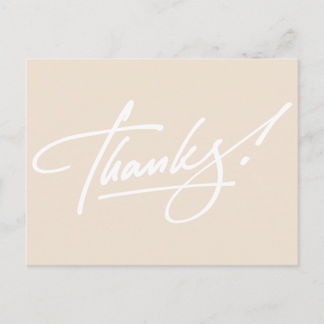 Modern Script Ivory Thank You Card (Front)