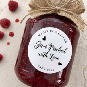 Modern Script Jam Packed with Love Wedding Favour Classic Round Sticker